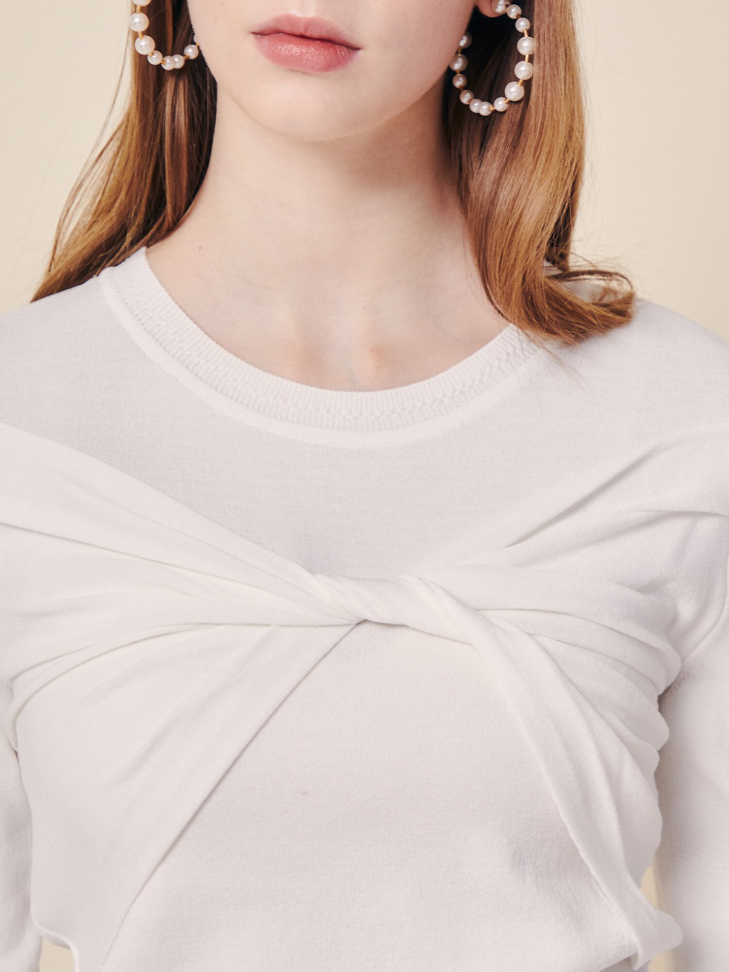 보우 트위스트 니트 풀오버 (WHITE)