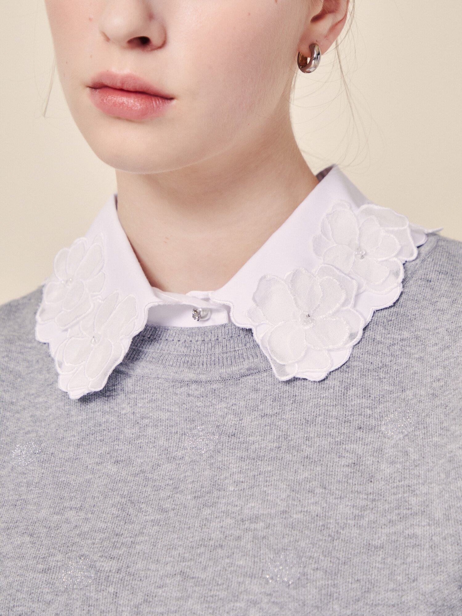 소프트 토널 도트 니트 풀오버 (GREY)