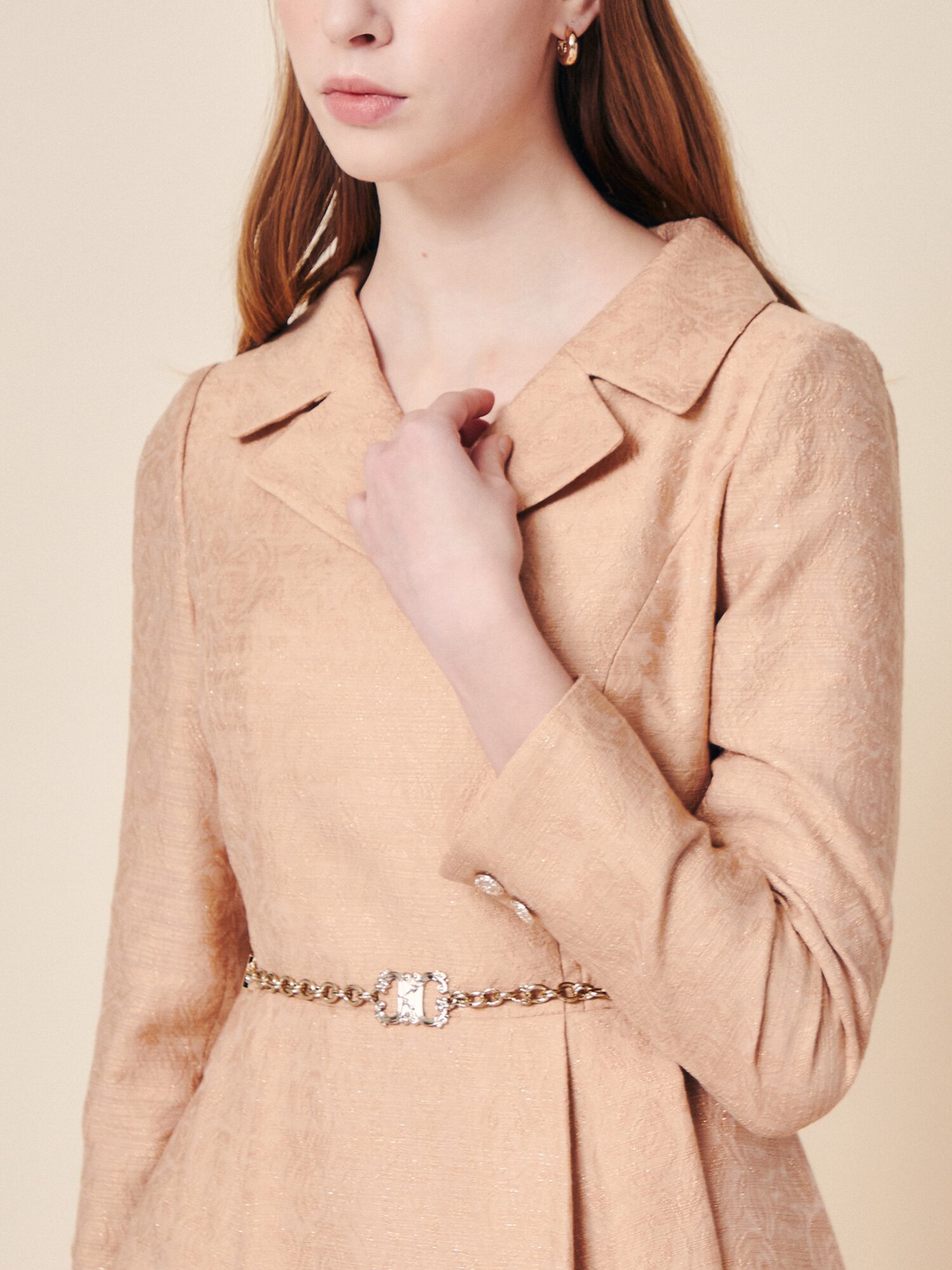 펄 자카드 플레어 롱 원피스 (LIGHT BEIGE)