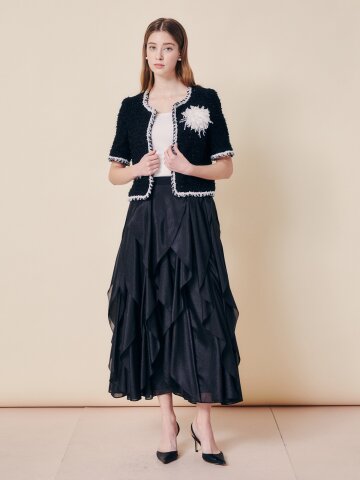 에어리 시어 티어드 롱 스커트 