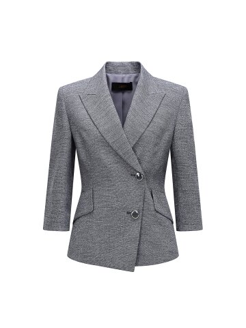 피크드 라펠 컬러 버튼 재킷 