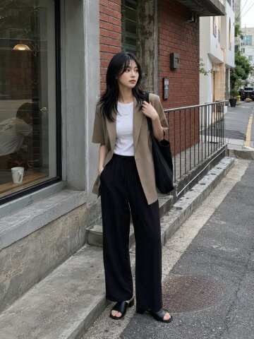 크링클 밴딩 슬랙스 팬츠 
