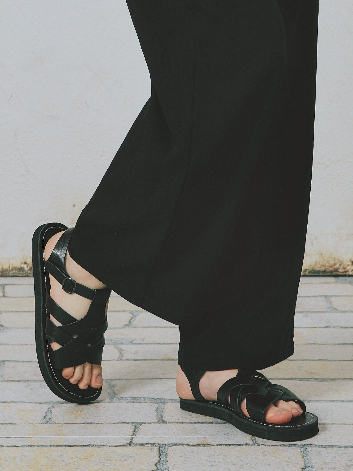 크링클 밴딩 슬랙스 팬츠 (BLACK)