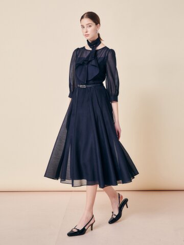 에어리 시어 드레이프 타이 드레스 