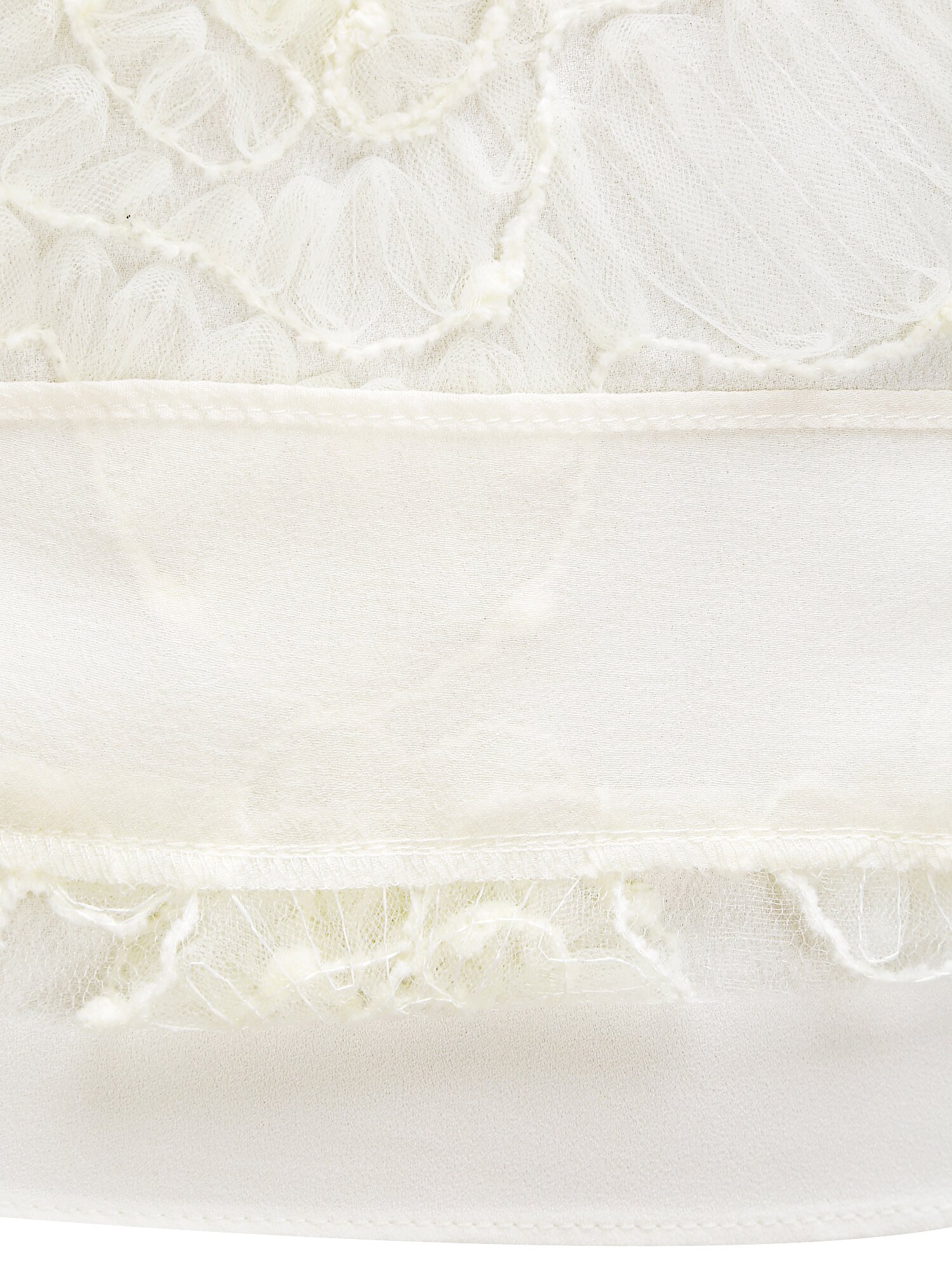 플라워 퍼프 프릴넥 플레어 원피스 (IVORY)