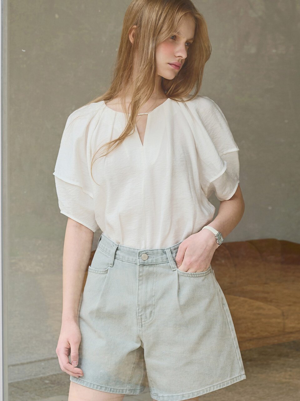 [5차] Tuck detail blouse_2 Colors