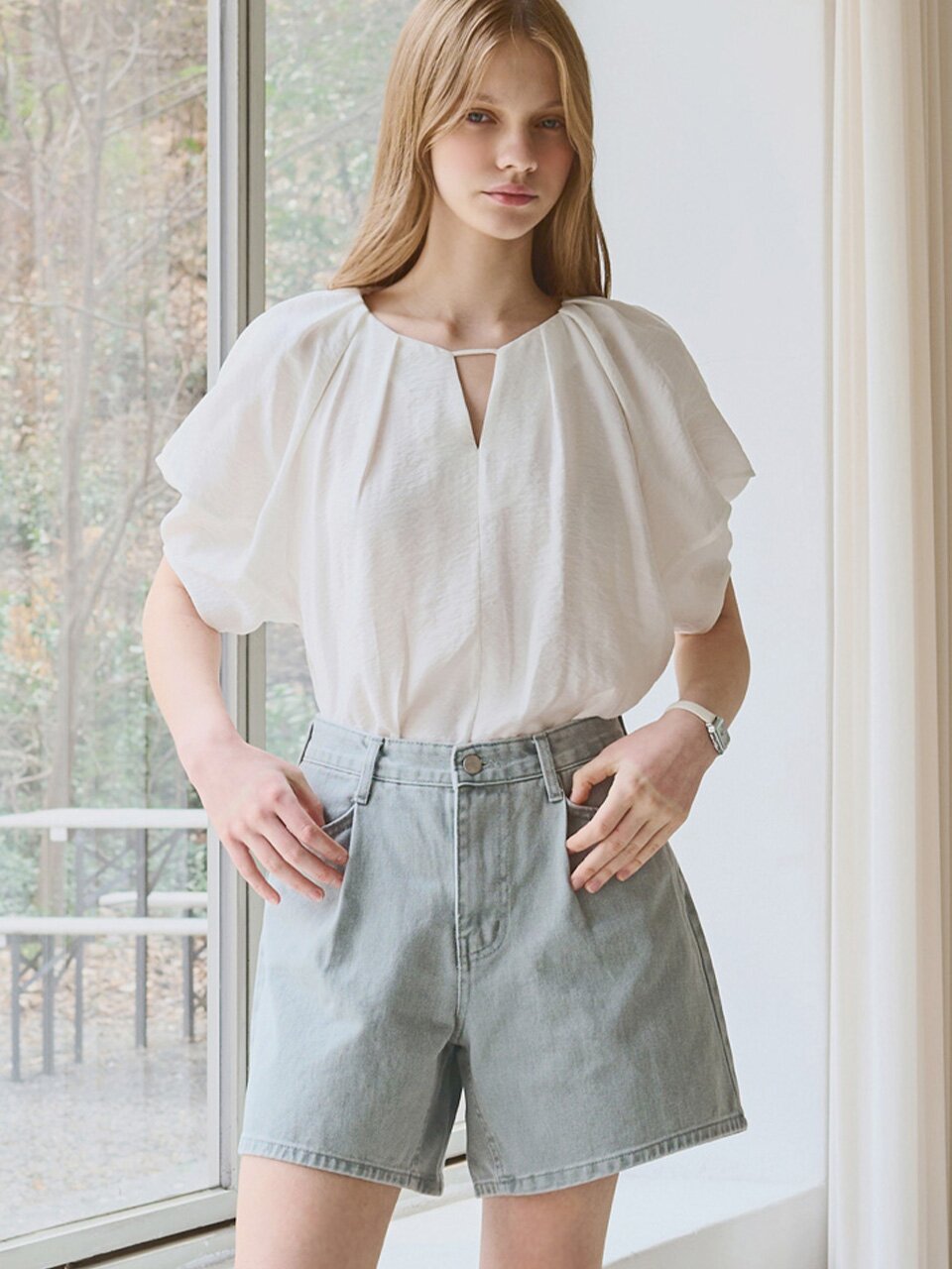 [5차] Tuck detail blouse_2 Colors