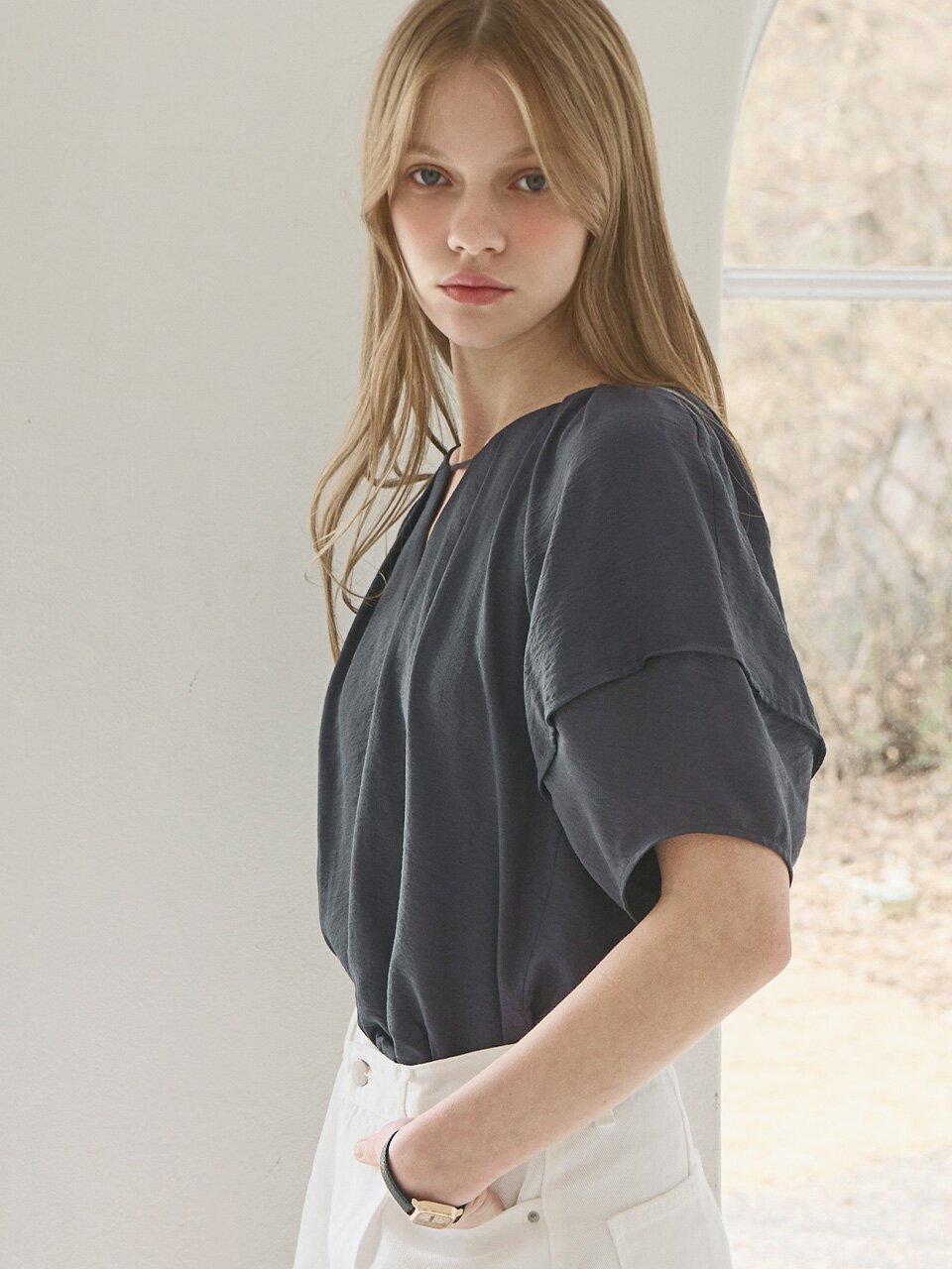 [5차] Tuck detail blouse_2 Colors