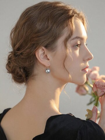 풀린 실버 925 클래식 고리 여성 진주 드롭 귀걸이 D136