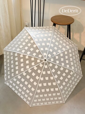 데데리트 귀여운 동물 화이트 고양이 3단 접이식 투명 자동 우산 휴대용 생일 친구 우정 여름 장마 커플 선물