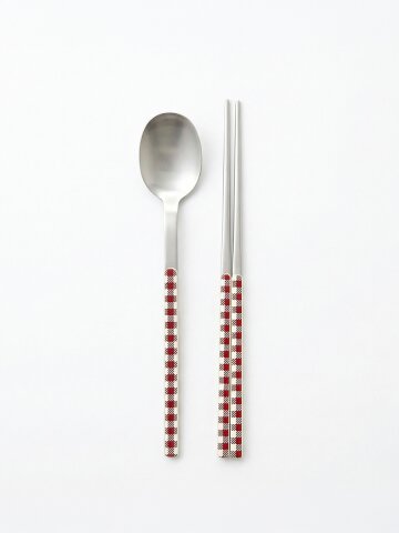 [수저 1인세트] 보겐 베라 체크 커트러리 숟가락+젓가락 (10color)