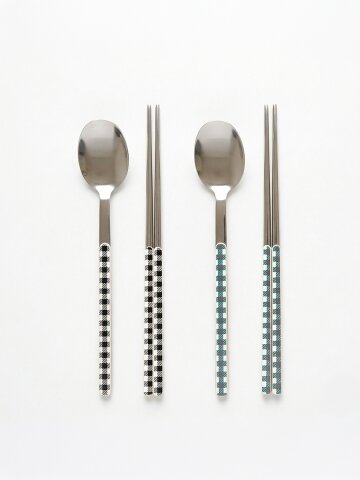 [수저 2인세트] 보겐 베라 체크 커트러리 숟가락2p+젓가락2p