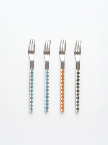 [케이크포크 4p] 보겐 베라 체크 커트러리 디저트 카페 과일 포크