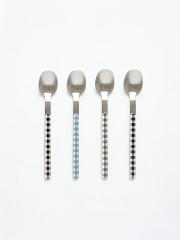 [커피스푼 4p] 보겐 베라 체크 커트러리 티스푼 카페 요거트스푼 