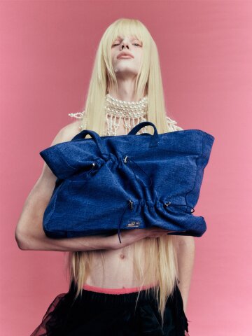 이에이에 미미 쇼퍼백 인디고 데님