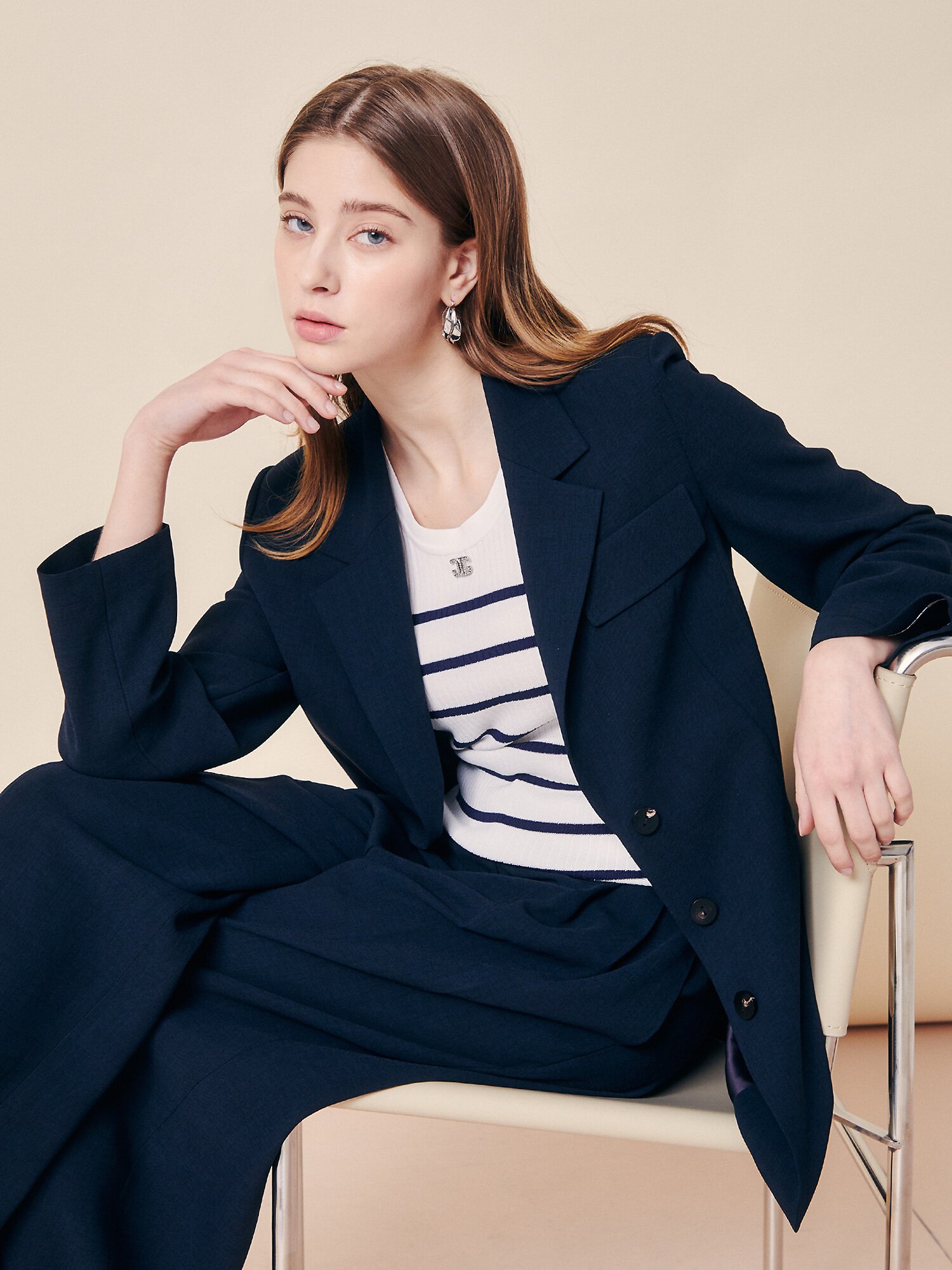 세미 릴렉스 테일러드 싱글 재킷 (DARK NAVY)