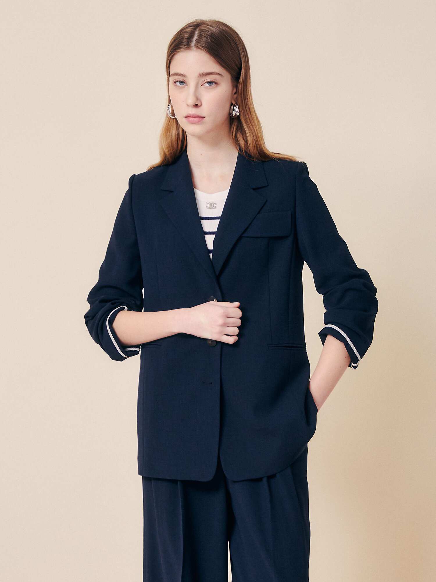 세미 릴렉스 테일러드 싱글 재킷 (DARK NAVY)