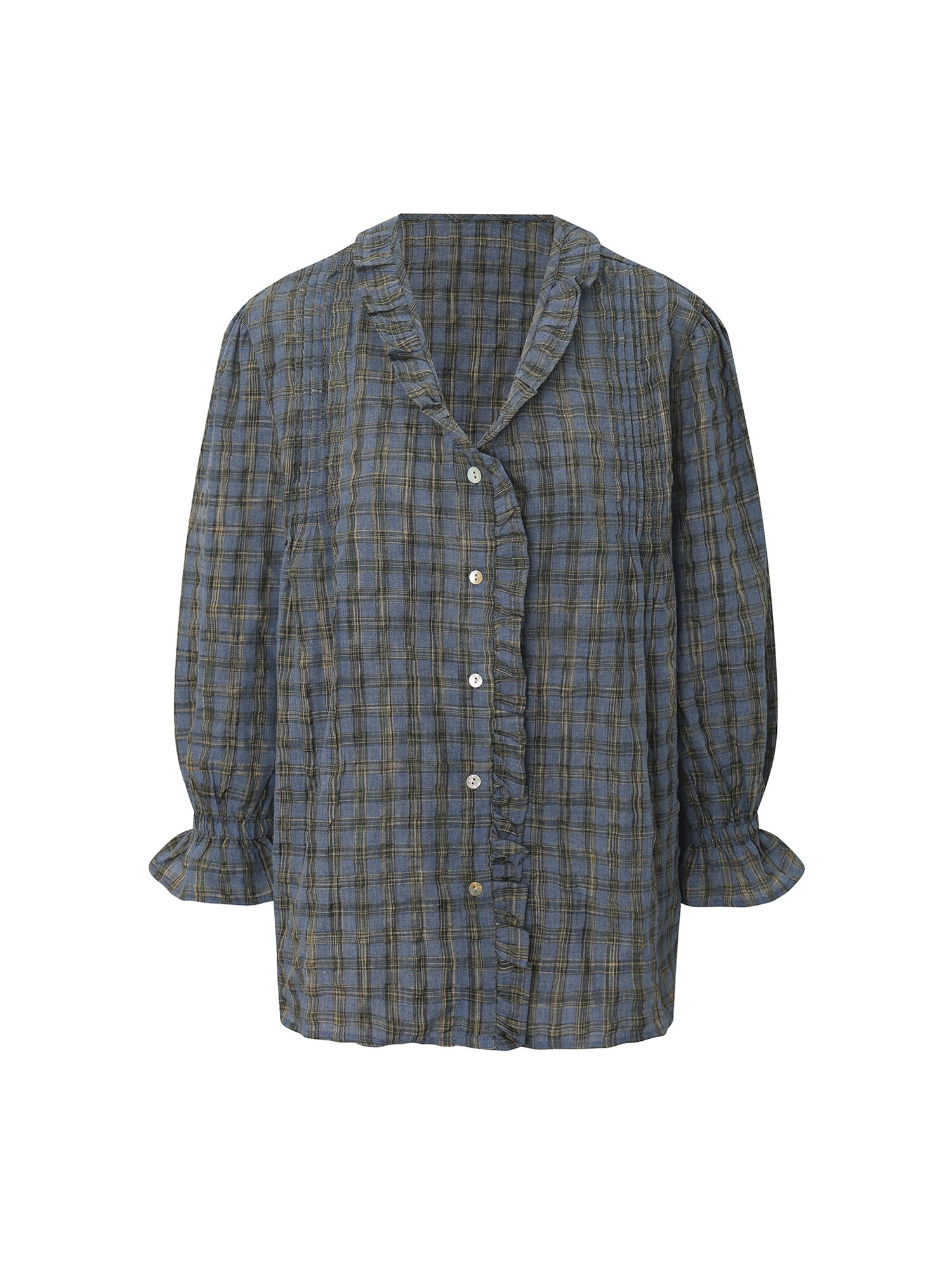 프릴 셔츠 블라우스 (BLUE)