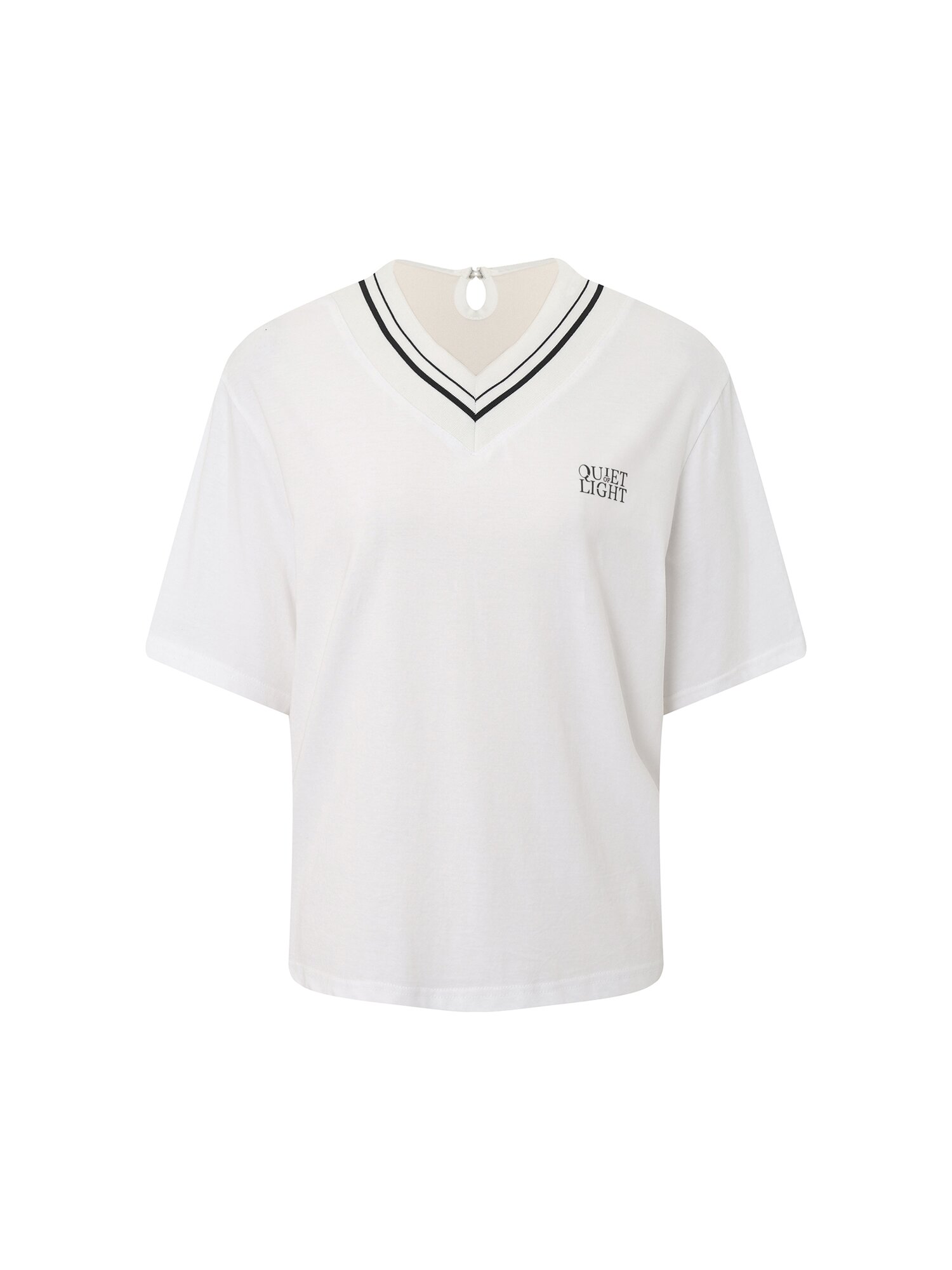 브이넥 블라우스형 티셔츠 (WHITE)