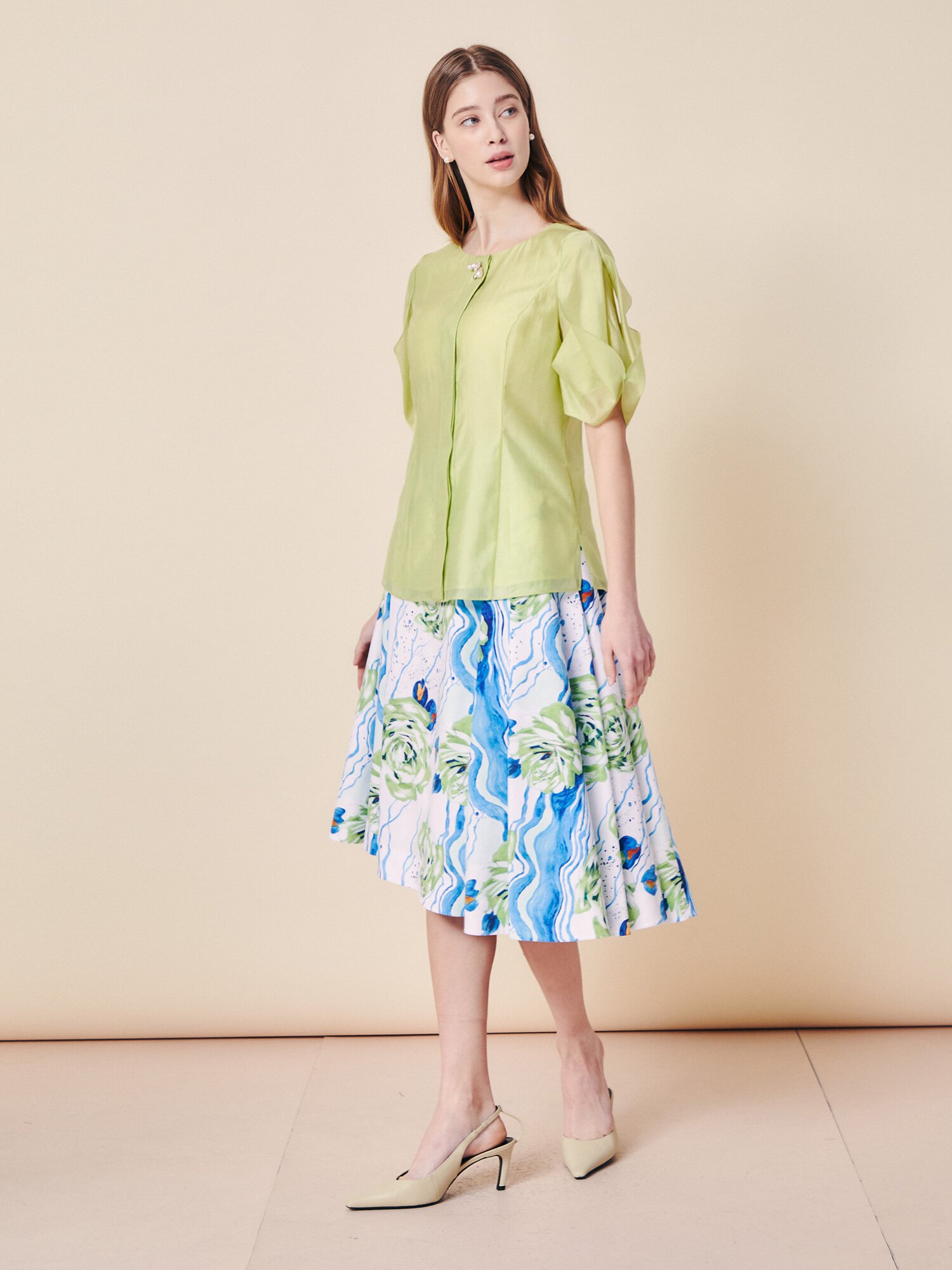 펄 오너먼트 쿠튀르 블라우스 (LIME)