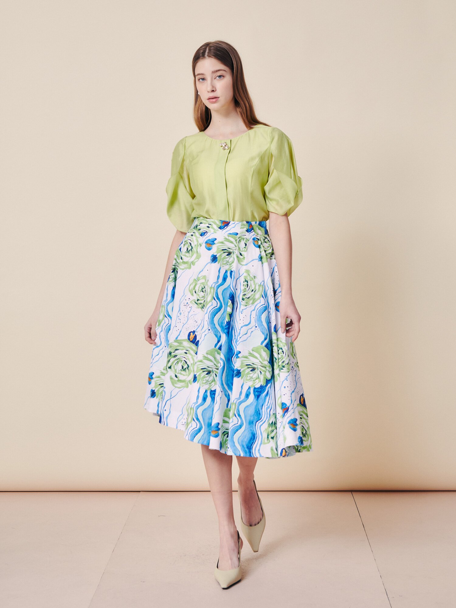 펄 오너먼트 쿠튀르 블라우스 (LIME)