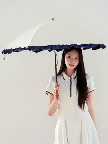 [키자와] 2WAY 프릴 2단 암막 양산 뱀부 곡자형 M50DQ-082PO