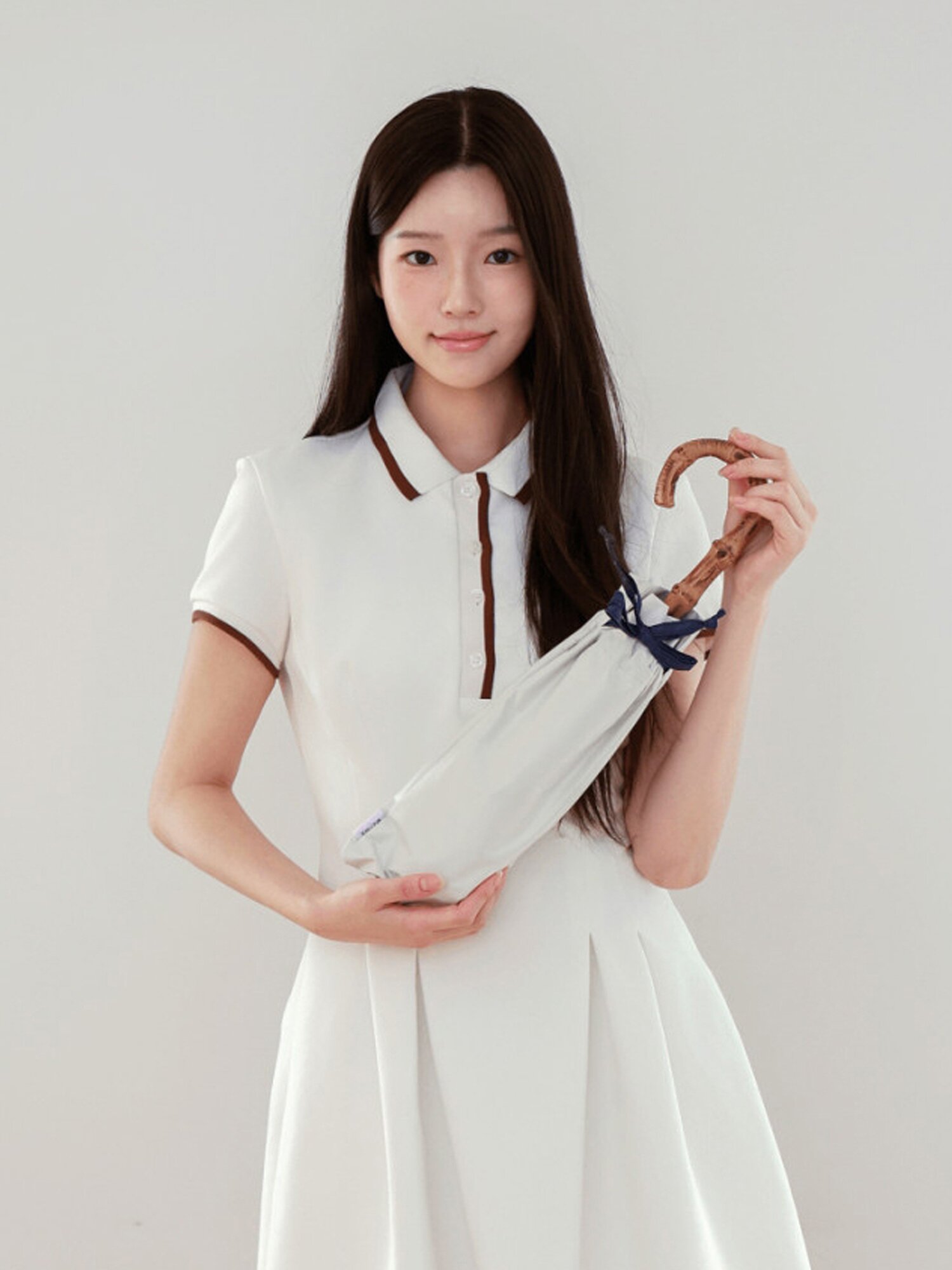 [키자와] 2WAY 프릴 2단 암막 양산 뱀부 곡자형 M50DQ-082PO