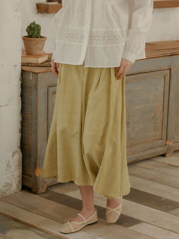 PM_Natural a-line midi skirt_YELLOW