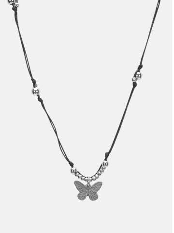 데일리 레트로 나비 펜던트 써지컬스틸 매듭 롱 목걸이 SBRCRA003