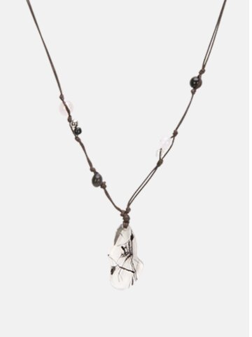 레트로 에스닉 압화원석 브라운 매듭 패션 레이어드 롱 목걸이 SBRCRA002