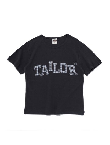 캠퍼스 체크 테일러 크롭 반팔티 (차콜)