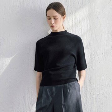 홀가먼트 하프 슬리브 니트[블랙]