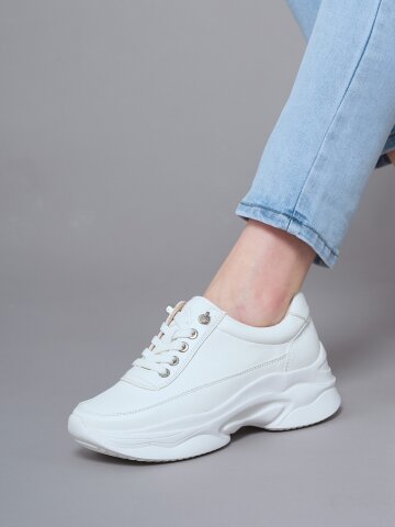 데이워크 가볍고 발편한 아치깔창 여성 키높이 스니커즈 씨엘 화이트 DW30059-WH