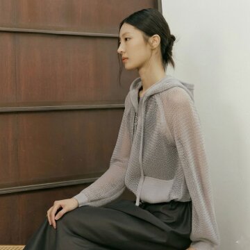 포인텔 오간자 니팅집업[그레이]