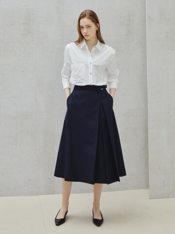 모노 버클 플리츠 테일러드 스커트 