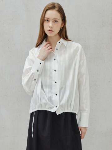 래더 스트라이프 스트링 블라우스 