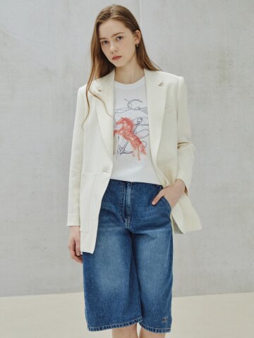 린넨 블렌드 오버 테일러드 재킷 