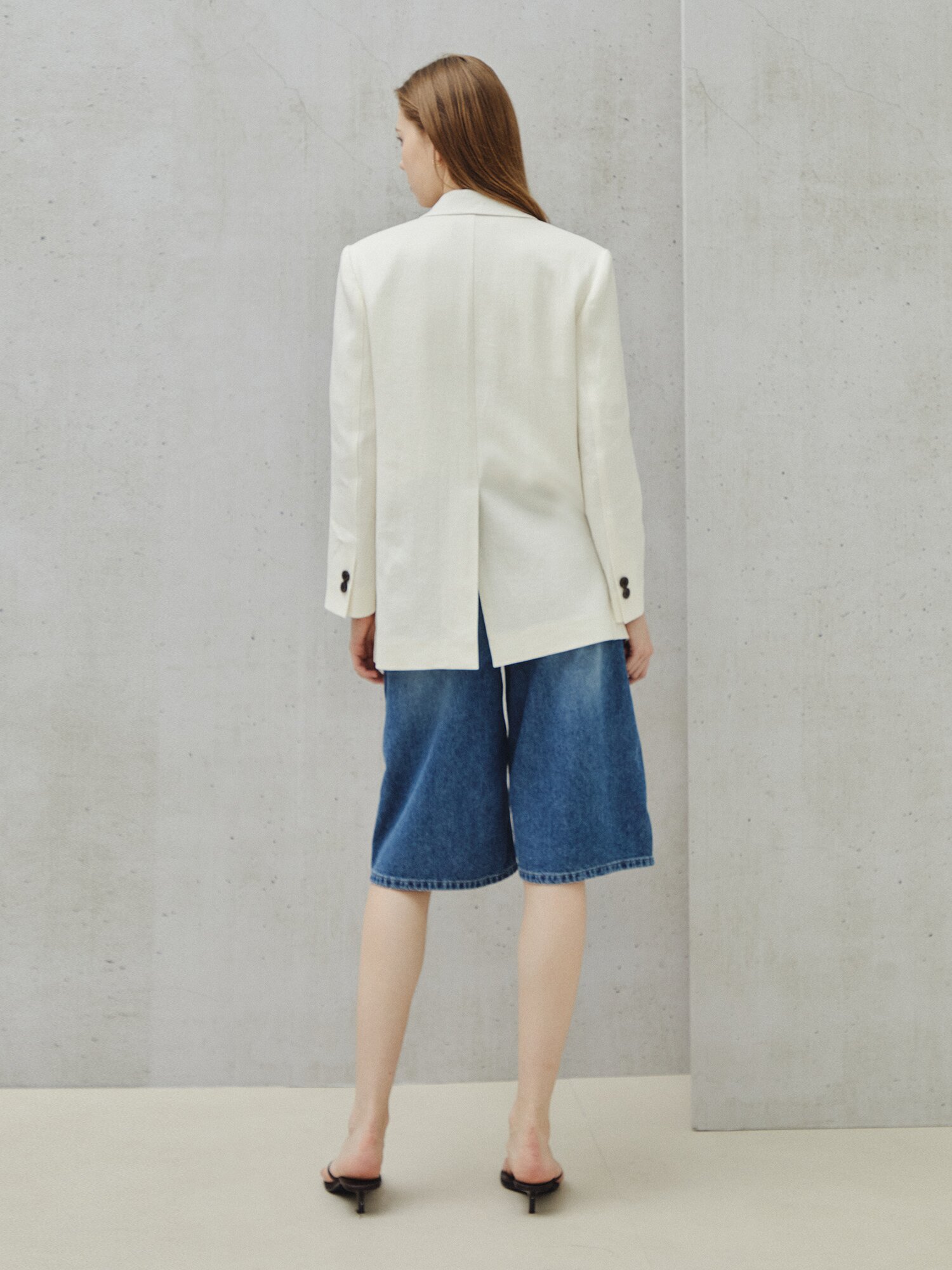 린넨 블렌드 오버 테일러드 재킷 (IVORY)