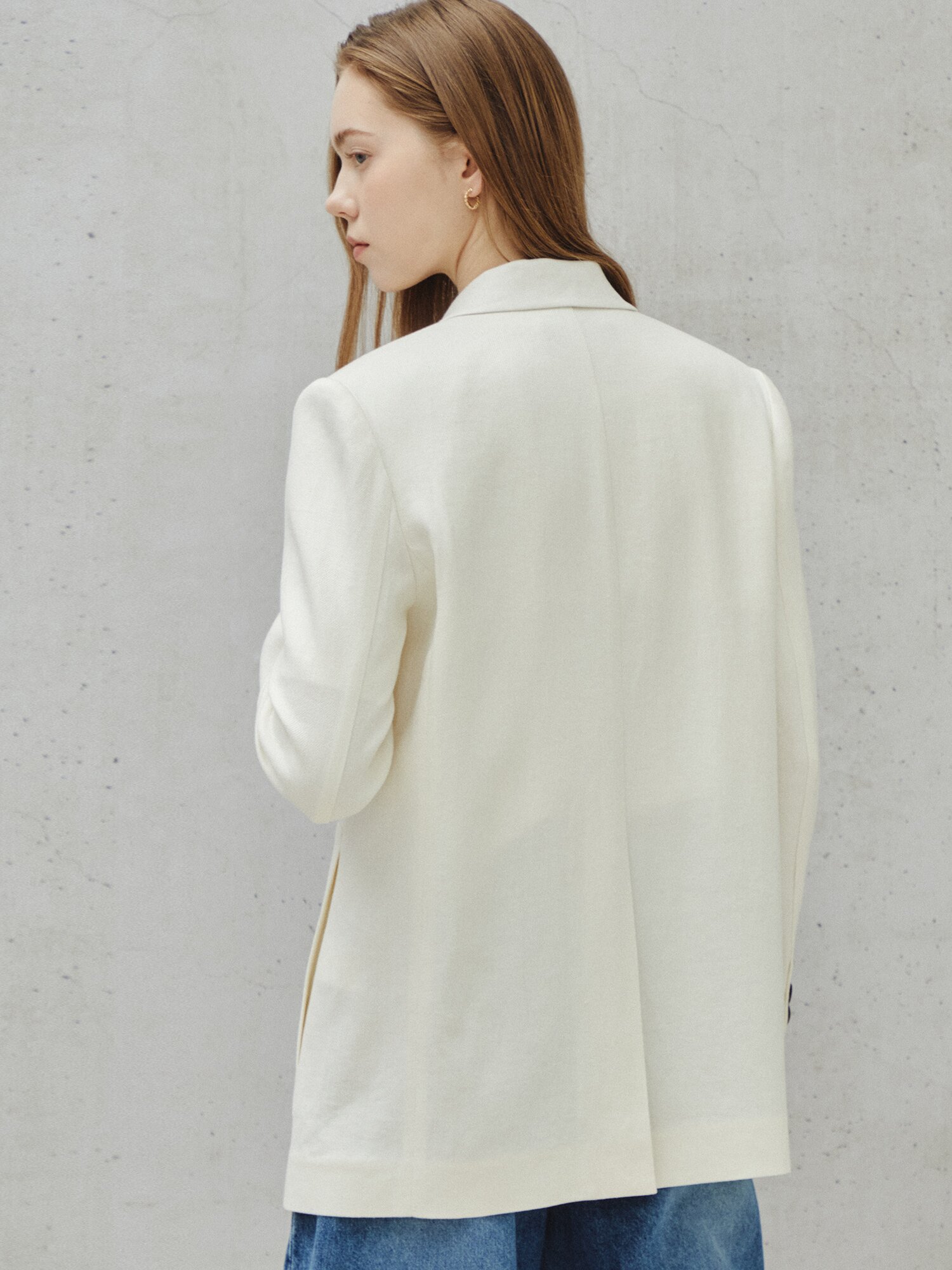 린넨 블렌드 오버 테일러드 재킷 (IVORY)