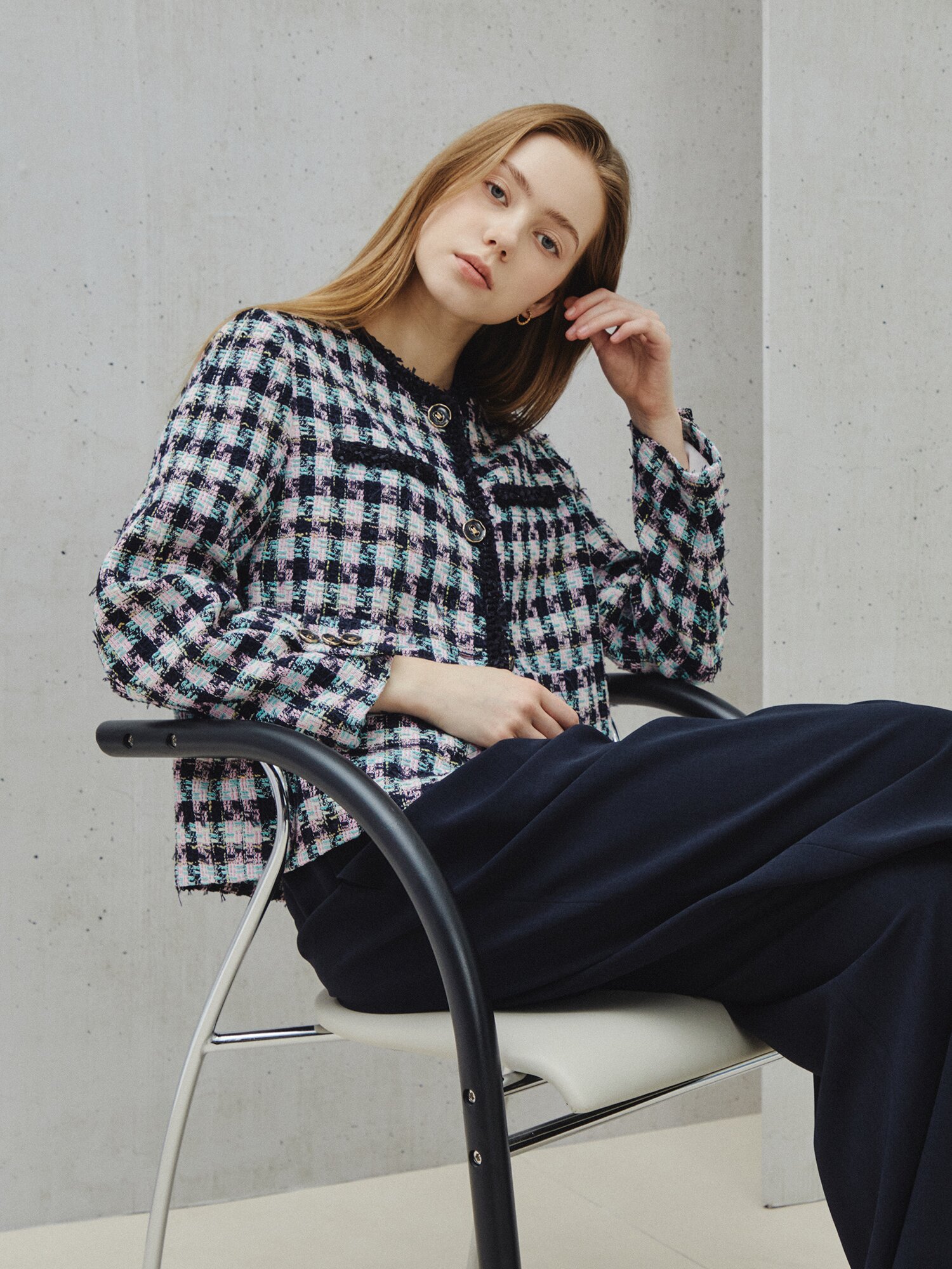 멀티 트위드 프린지 크롭 재킷 (MULTi COLOR)