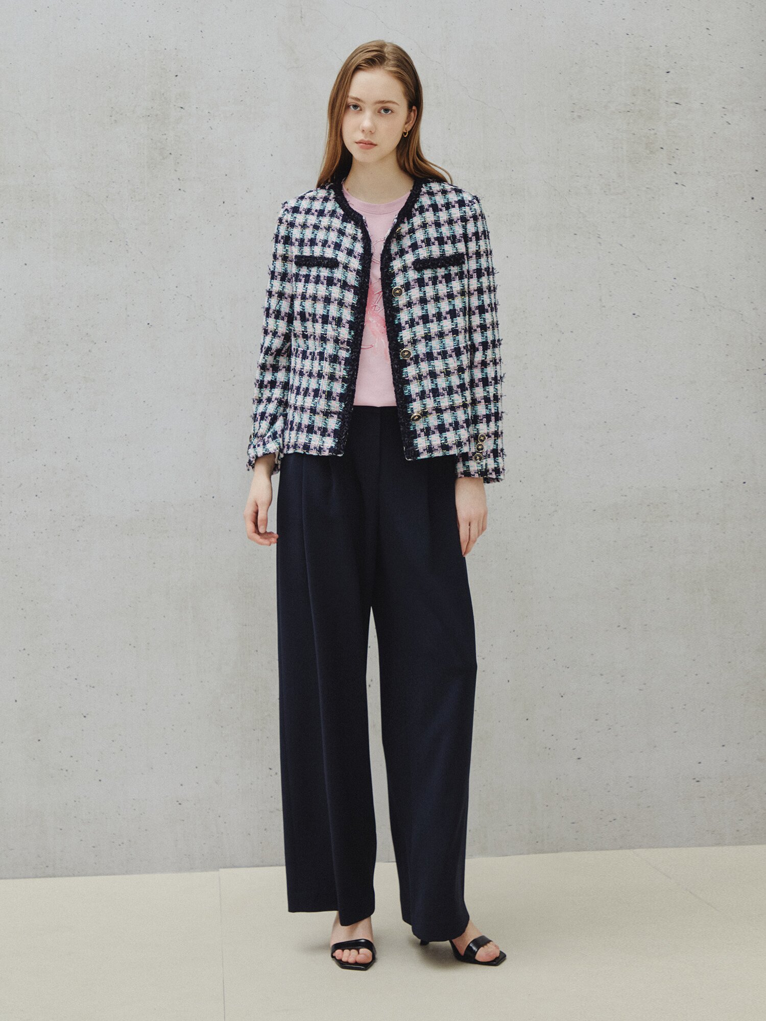 멀티 트위드 프린지 크롭 재킷 (MULTi COLOR)