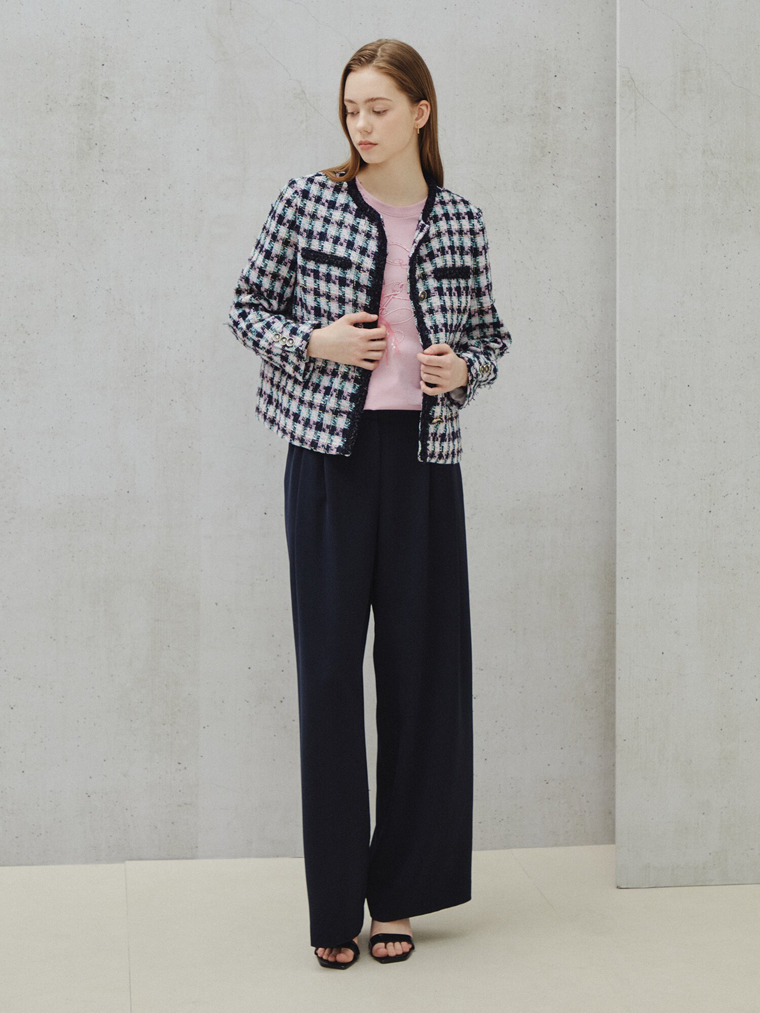 멀티 트위드 프린지 크롭 재킷 (MULTi COLOR)