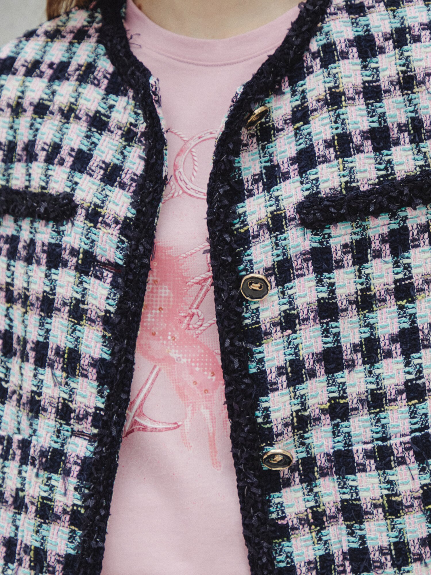 멀티 트위드 프린지 크롭 재킷 (MULTi COLOR)