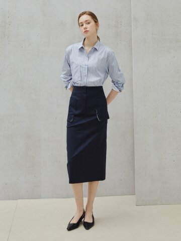 스트럭처 아웃 포켓 펜슬 스커트 