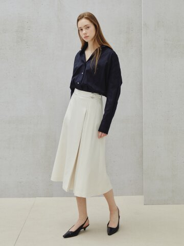 모노 버클 플리츠 테일러드 스커트 