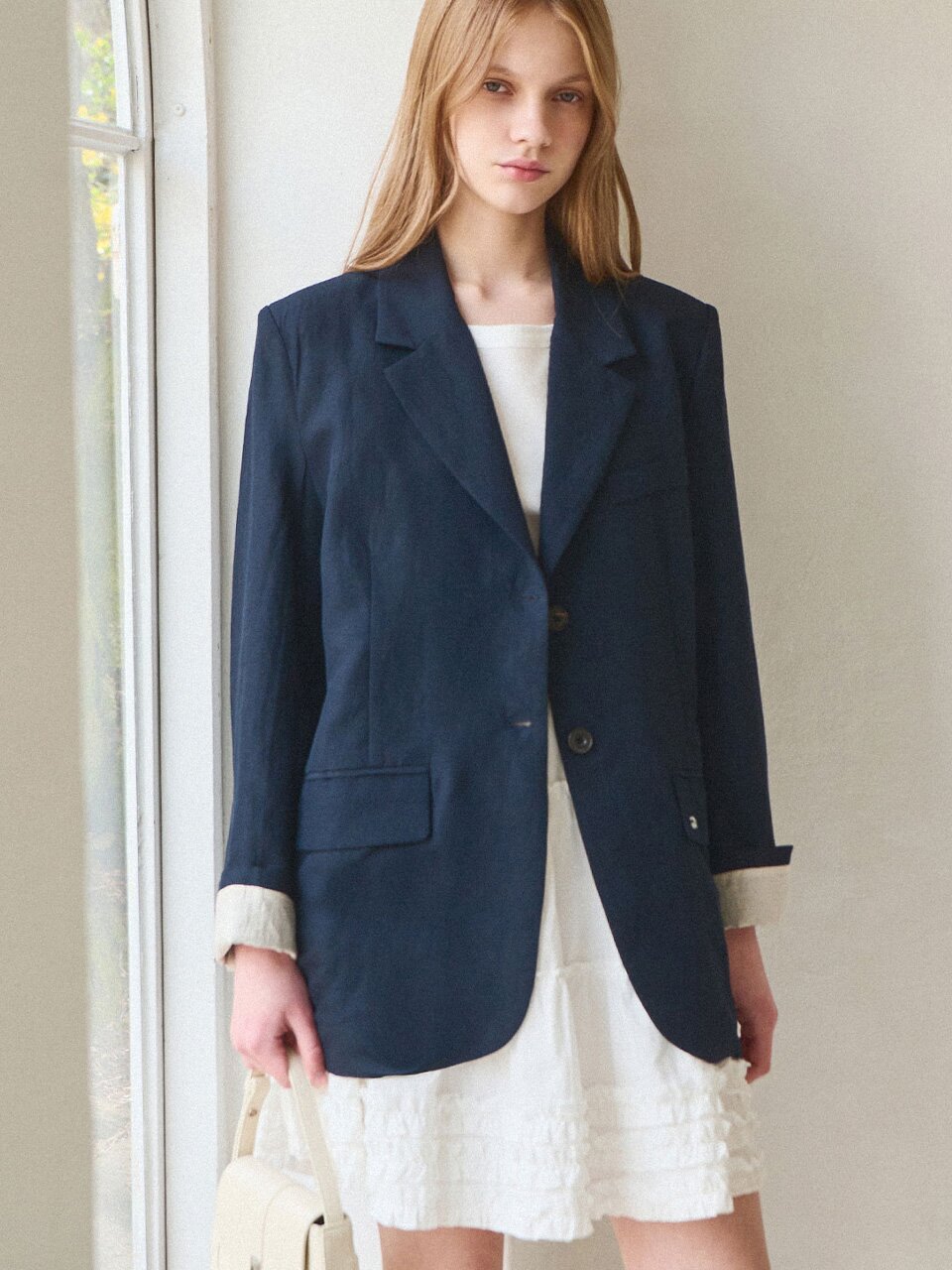 Turn up linen blazer_2 Colors