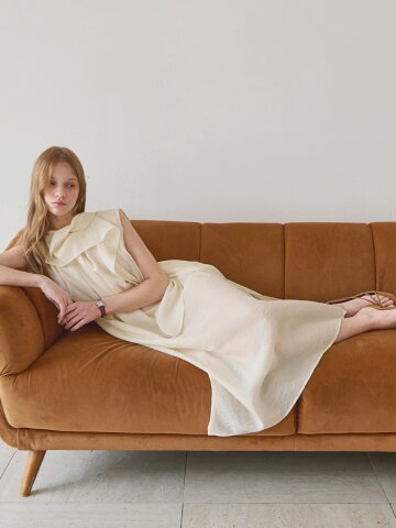 Drape layered sleeveless dress_2 Colors