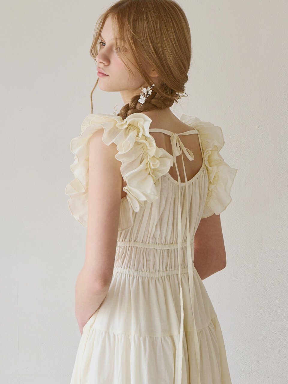 Ruffle line sleeveless dress_3 Colors