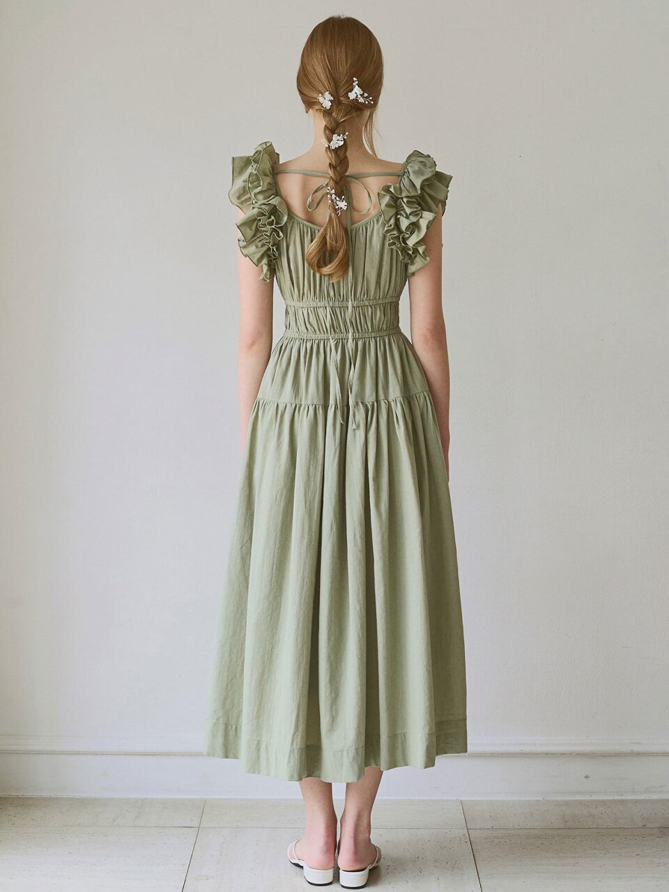 Ruffle line sleeveless dress_3 Colors