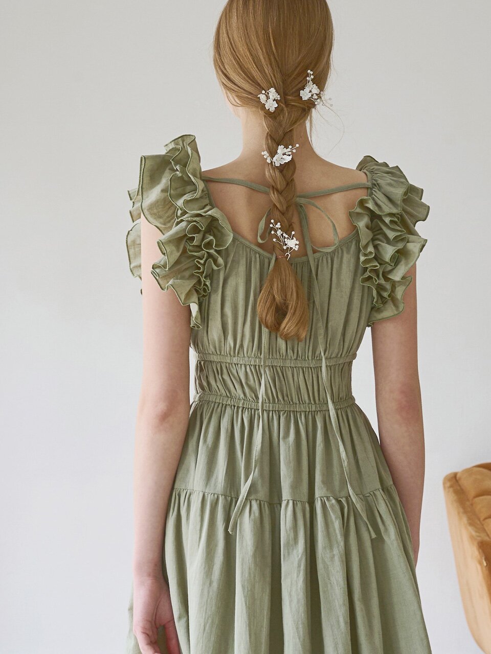 Ruffle line sleeveless dress_3 Colors